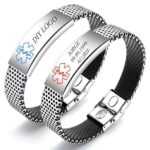 Medical Alert ID Identification Silicone Stainless Steel Bracelet Free Engraving (3)