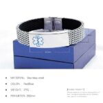 Medical Alert ID Identification Silicone Stainless Steel Bracelet Free Engraving (8)